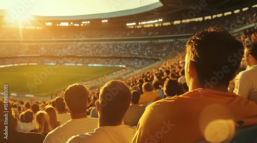 Sunset Stadium Crowd Watching Game. (9)