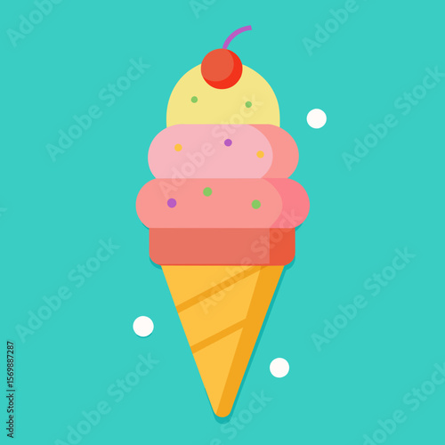 ice cream in pastel colors, vector illustration