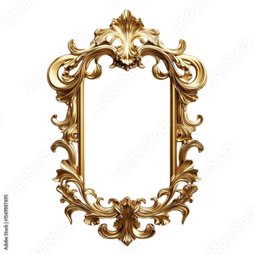 A luxurious, ornate gold frame. Regal and vintage appearance. Perfect for classic art, antique design elements, or decorative projects. SVG