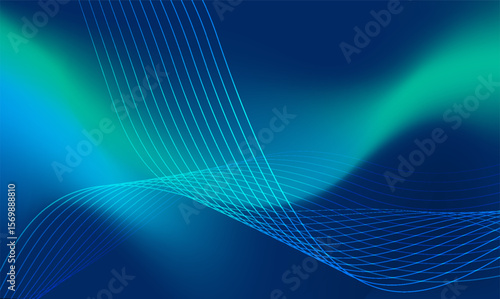 Abstract graphic featuring teal and blue gradient backdrop with curved lines and geometric patterns creates a modern, vibrant, and dynamic visual impression perfect for backgrounds and designs