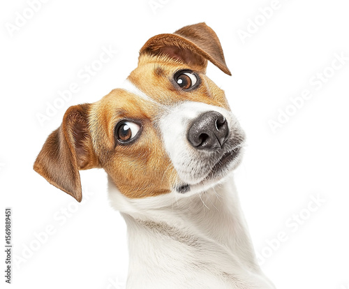 Curious Jack Russell Terrier Dog Head, Isolated on Transparent PNG