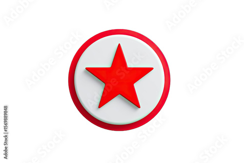 Red star icon on white circle, outlined in red