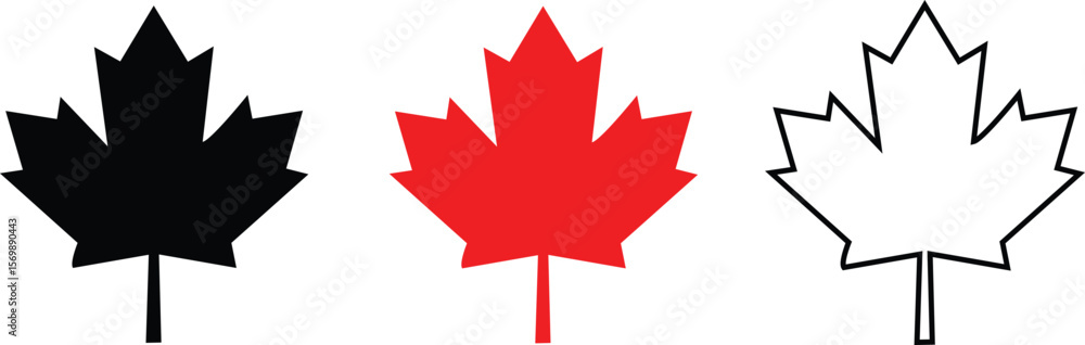 Obraz premium maple leaves icon collection isolated on transparent background. vector illustration 