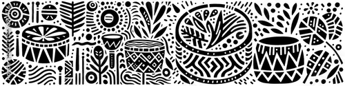 Hand‑Drawn Drum Illustration, Tribal Musical Folk Art Pattern Vector for Cultural and Festival Adventure Themes Design
