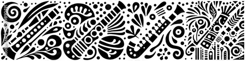 Hand‑Drawn Flute Illustration, Tribal Musical Folk Art Pattern Vector for Cultural and Melodic Adventure Themes Design