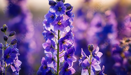 macro flowers of purple field delphinium consolida beautiful flowers botany