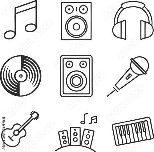Musical Instruments and Audio Equipment Icons sound guitar