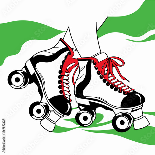 Retro Roller Skates Illustration: Vintage Rollerblades Design