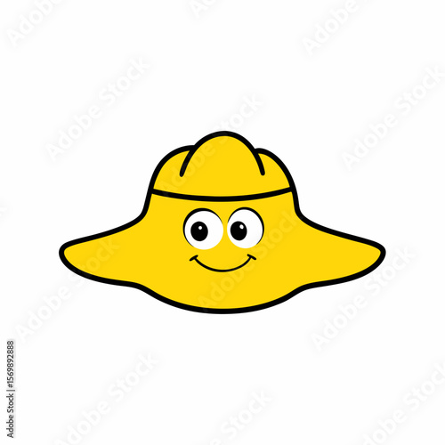 Yellow Sunhat with Flower and Friendly Face Vector