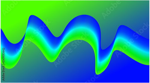 Abstract Blend Wavy Curved Background Green Cyan Gradient Design Vector Illustration