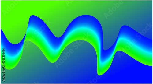 Abstract Blend Wavy Curved Background Green Cyan Gradient Design Vector Illustration