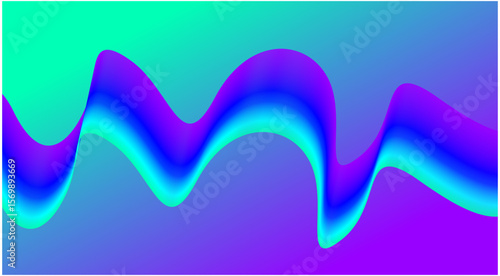 Abstract Blend Wavy Curved Background Blue Cyan Gradient Design Vector Illustration