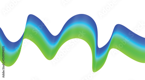 Abstract Blend Wavy Curved Green Cyan Gradient Design Background Vector Illustration