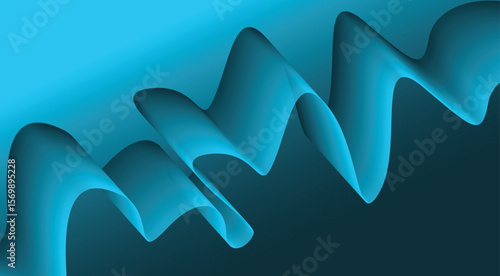 Abstract Blend Wavy Flowing Curved Background Blue Cyan Design Vector Illustration
