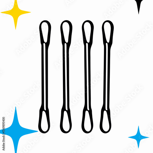 Four Cotton Swabs, Clean Cotton Buds, Hygiene Product