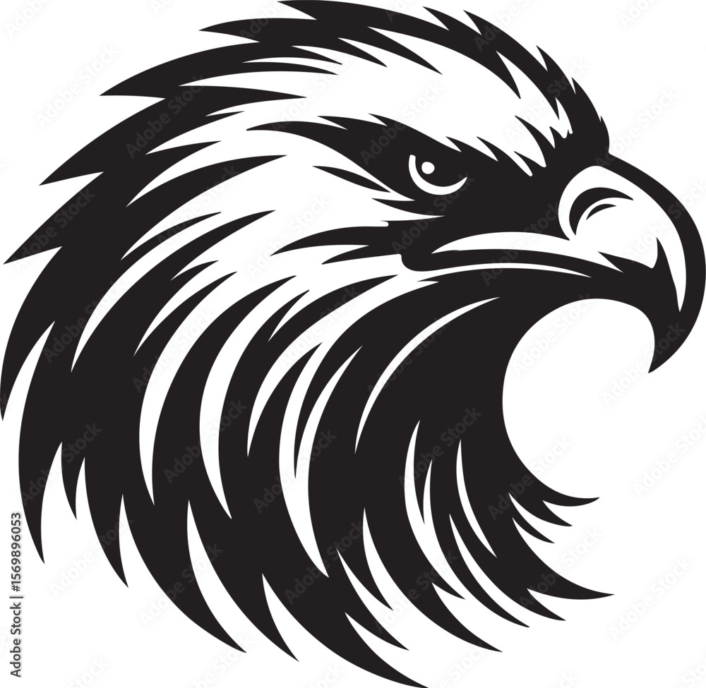Obraz premium a silhouette eagle face vector