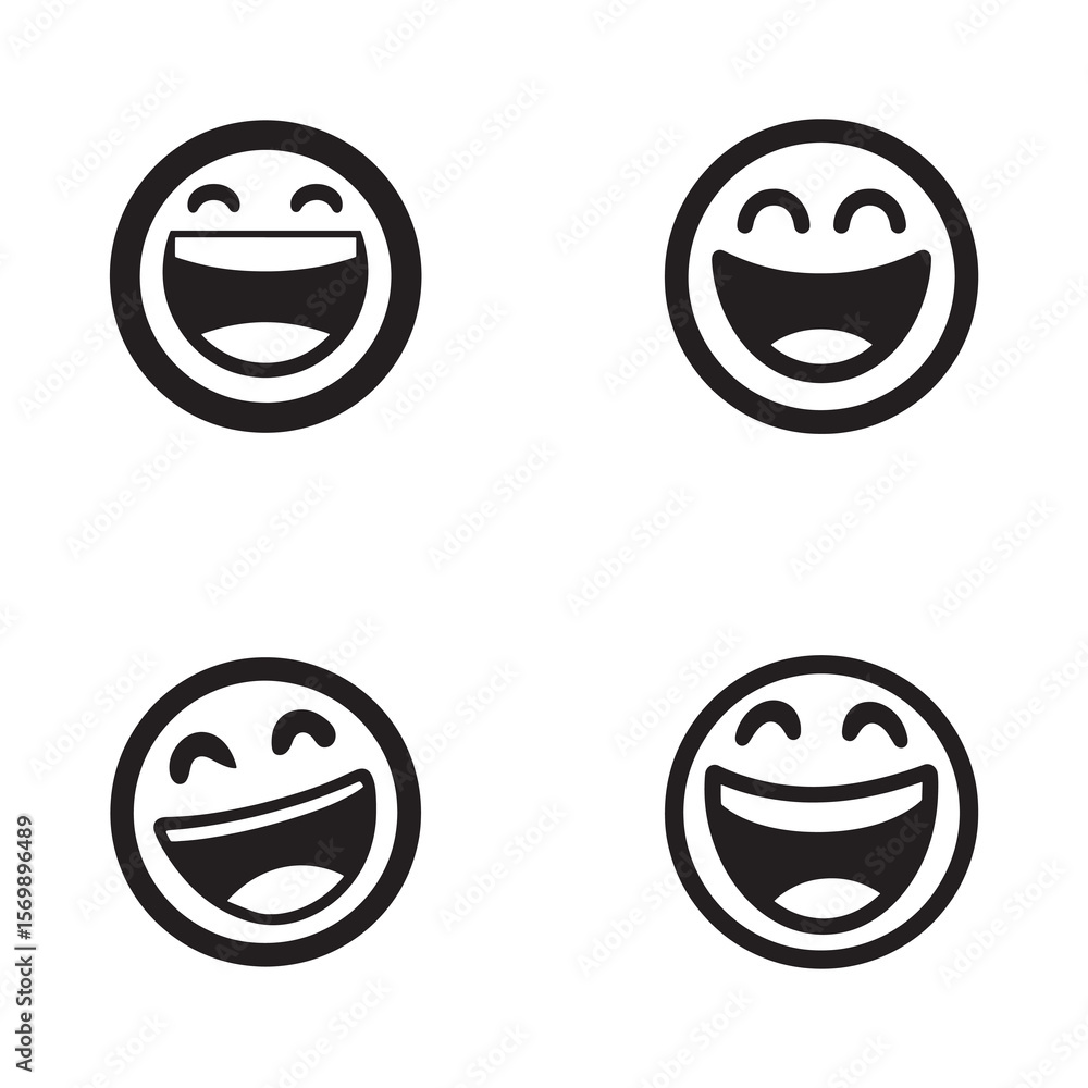 Happy Emoji Faces Set Laughing Smile Icons Collection Happy Emoji Faces Set Laughing Smile Icons Collection
