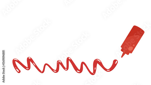 ケチャップでジグザグの線を引くイラスト_16:9