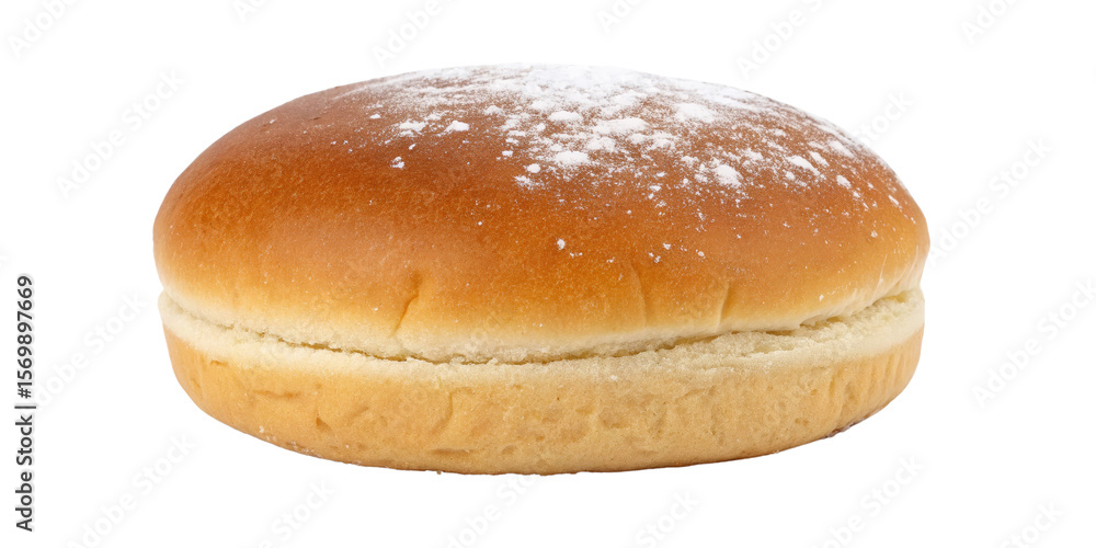 Powdered Sugar Bun, Isolated on Transparent Background, Bakery, Food Photography, Bread, Bun, Pastry, Sweet Powdered Sugar Bun, Isolated on Transparent Background, Bakery, Food Photography, Bread, Bun, Pastry, Sweet