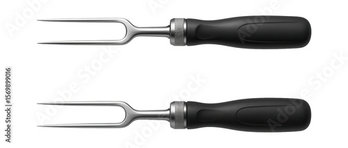 Fotografie Adjustable grill forks with rotating handles to easily maneuver skewers on a restaurant grill