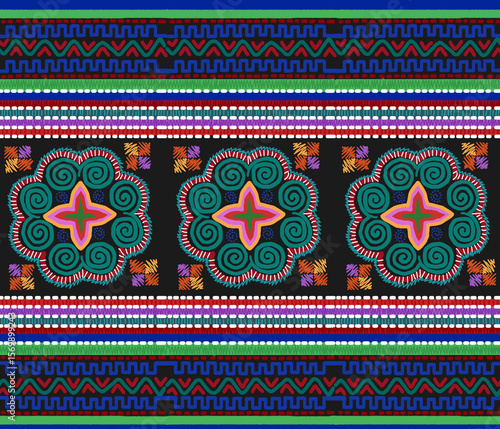 Colorful Ethnic Geometric Motifs Vector Pattern Design