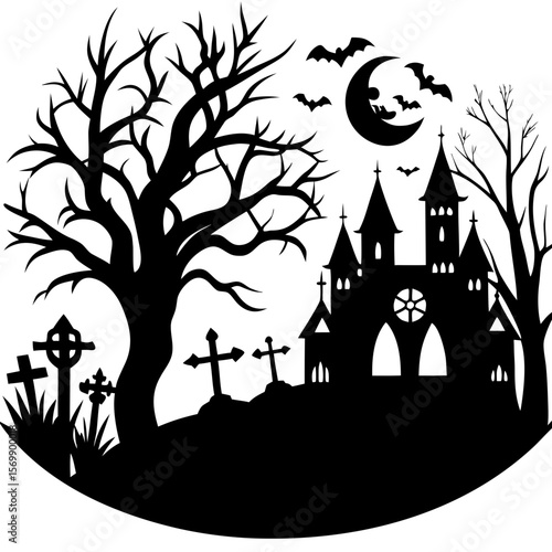Haunted Castle Silhouette Scene