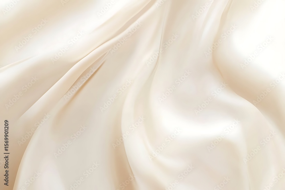 Fototapeta premium Soft cream colored silk fabric with elegant draping and subtle light reflections