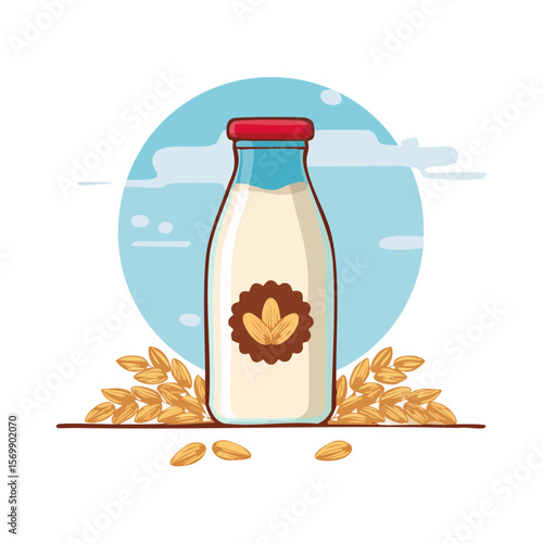 Oat Milk Icon Isolated on a Transparent Background 