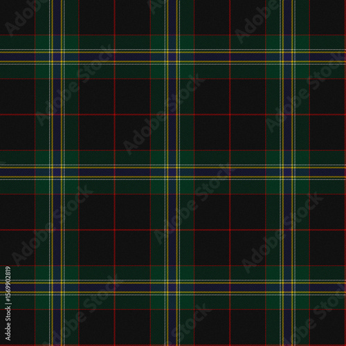 Red, Black, Dark Green, White, Yellow, Dark Blue Tartan Weave Pattern - Tile