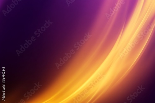 Abstract swirling purple and golden light streaks background