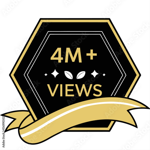 Golden vector label with ribbon design, a premium quality gold badge illustration for business and sale