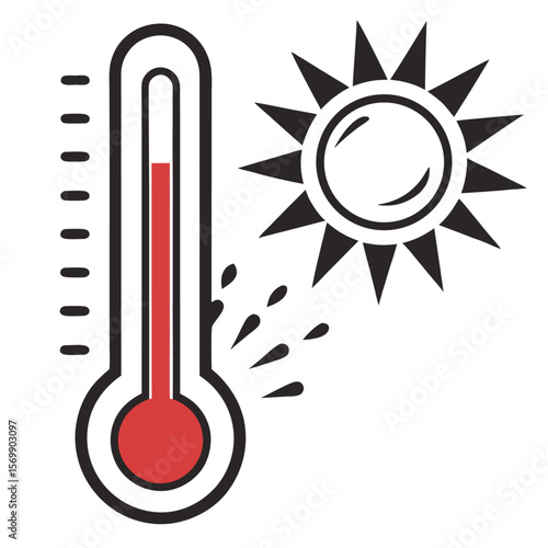 A versatile vector illustration of a thermometer icon symbolizing temperature, weather, and climate measurement, applicable for both hot summer and cold winter conditions
