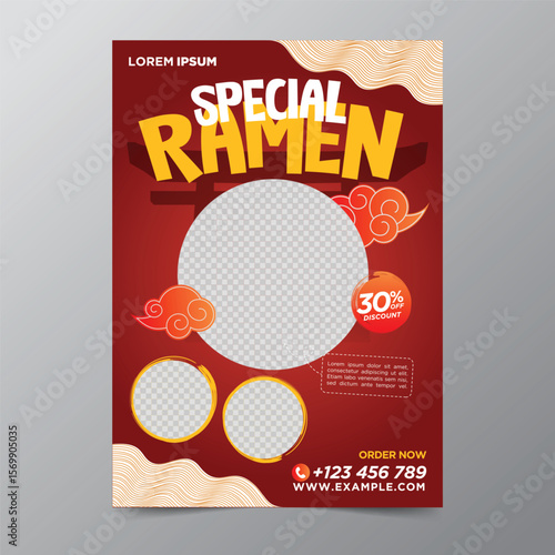 Ramen Restaurant food social media banner post design template	

