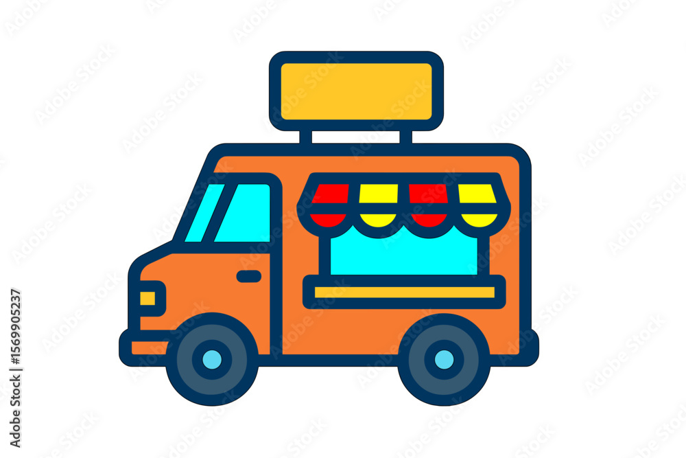 Vector Illustration of a Bright Food Truck Icon Vector Illustration of a Bright Food Truck Icon