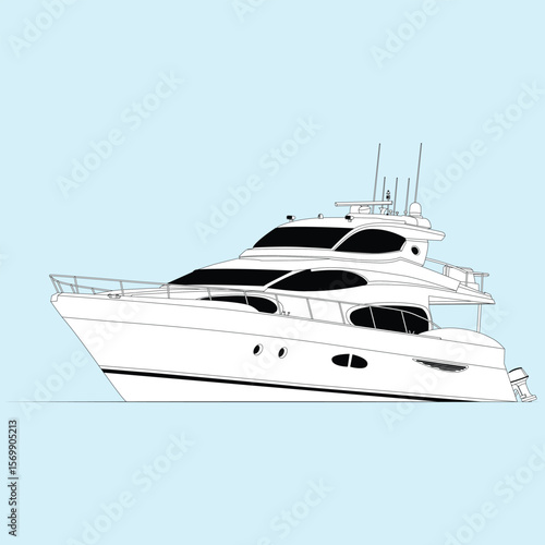 Boat Vector Line Art Illustration