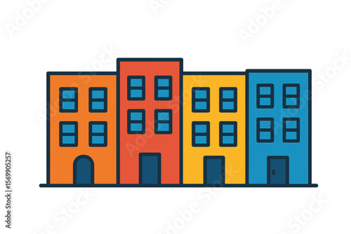 Vector Illustration of Colorful City Apartment Buildings