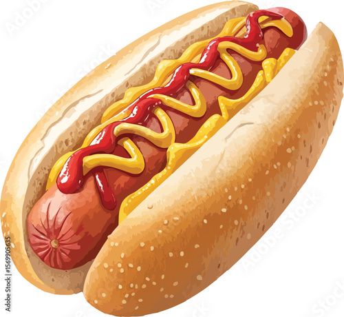 hot dog with mustard and ketchup