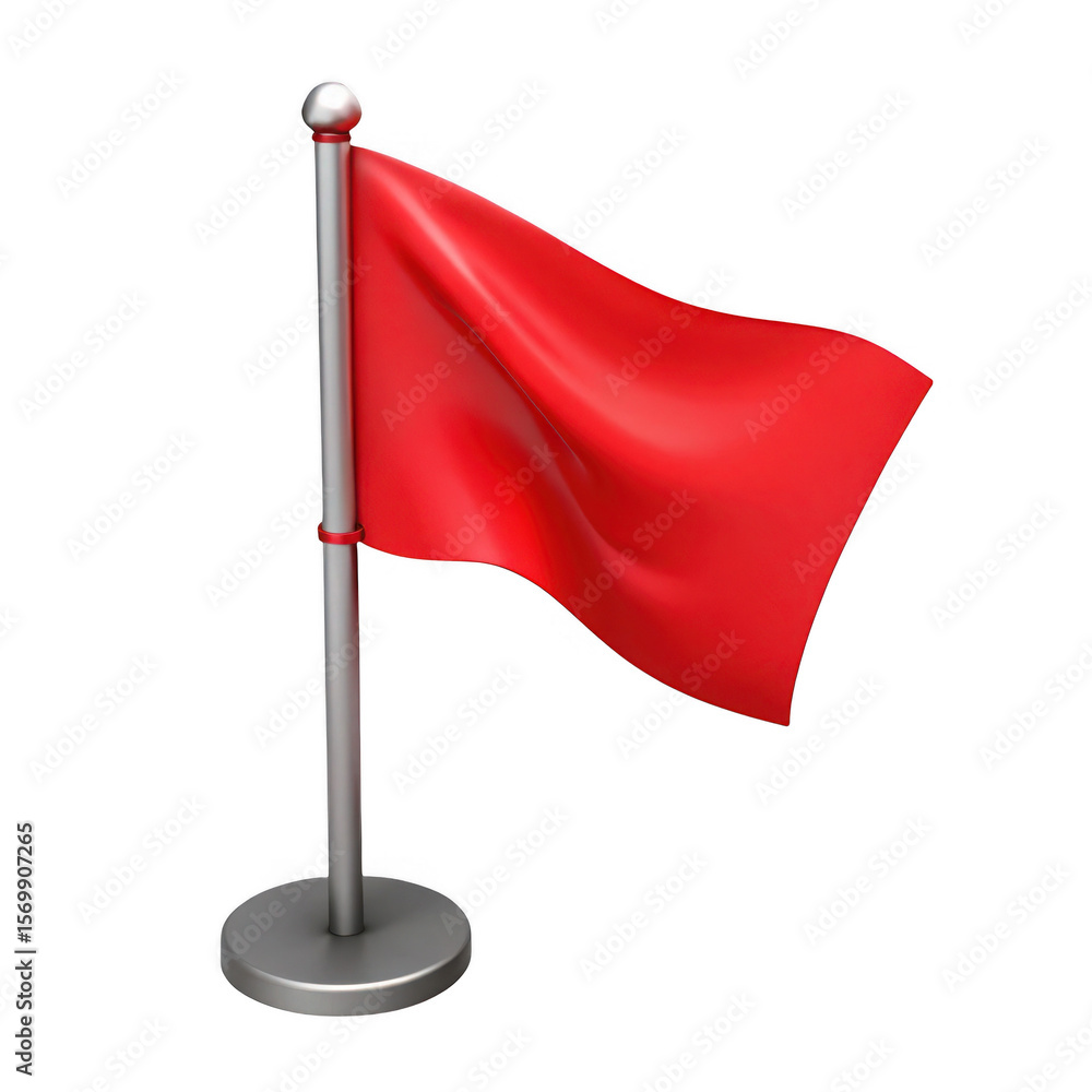 3d red flag on pole isolated on transparent background 3d red flag on pole isolated on transparent background