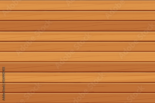 Cartoon wooden planks background brown wood texture with horizontal boards