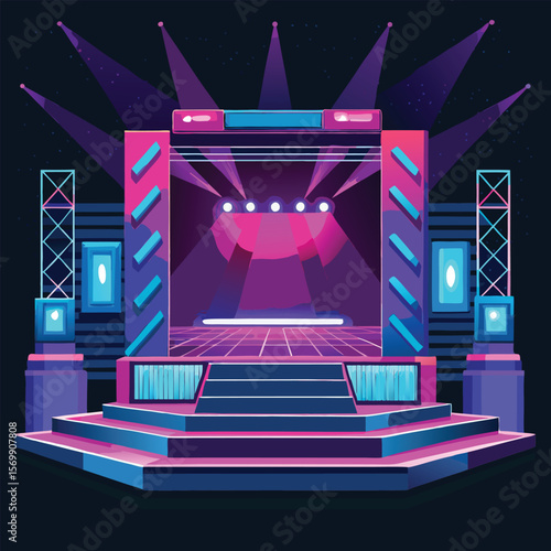 Futuristic Stage Design Pink Blue Neon Lights Concert
