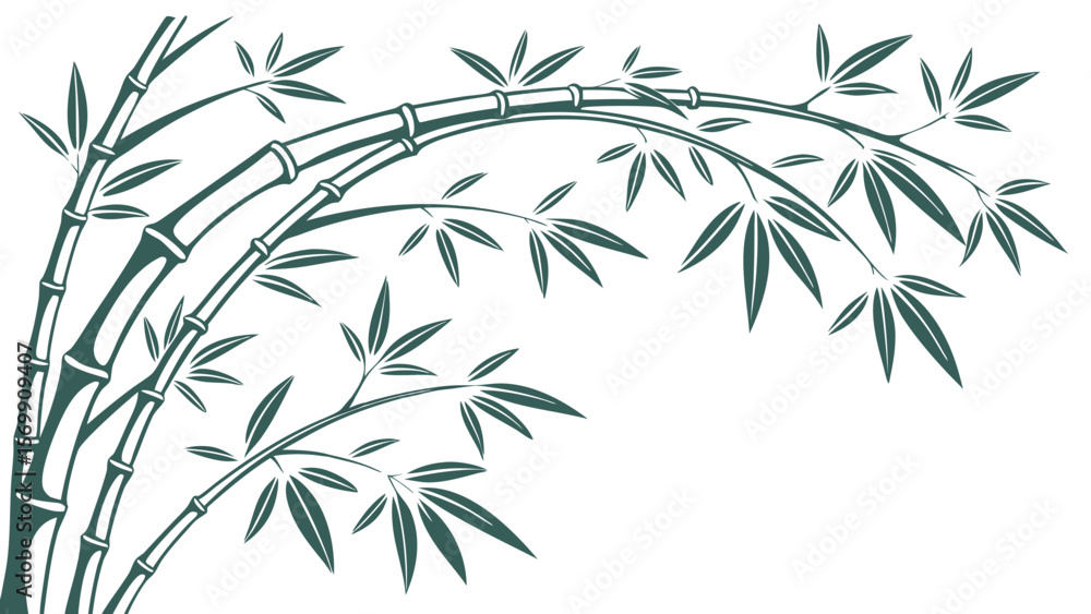 Naklejka premium Bamboo Branches on White Background