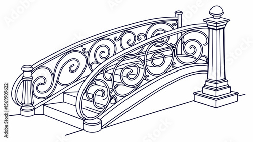 Decorative Railing Line Drawing