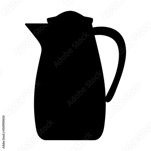 Silhouette of a vintage insulated beverage pitcher with a curved handle