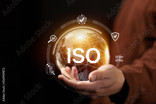 ISO Standard Certification Global Digital Concept in Hand
