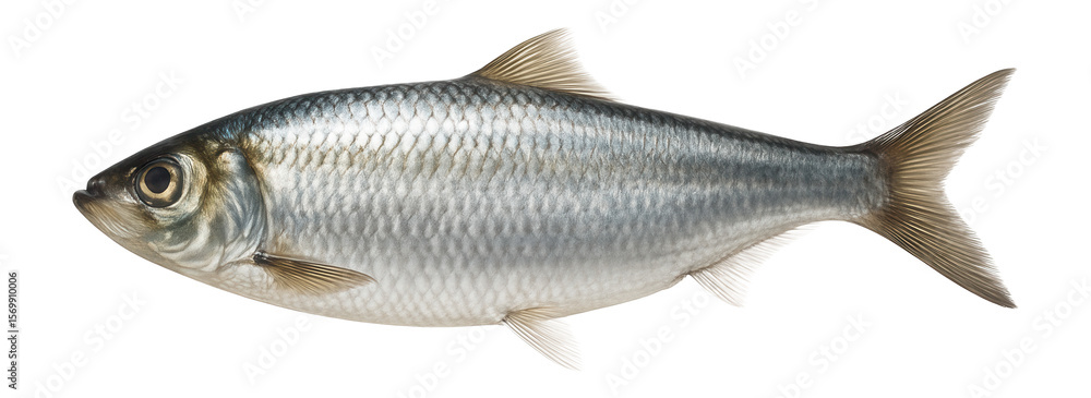 Atlantic herring with silvery scales and forked tail Atlantic herring with silvery scales and forked tail