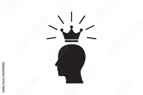 Crowning glory concept silhouette vector art illustration on white background