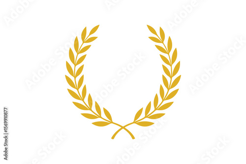 Golden laurel wreath silhouette vector art illustration on white background