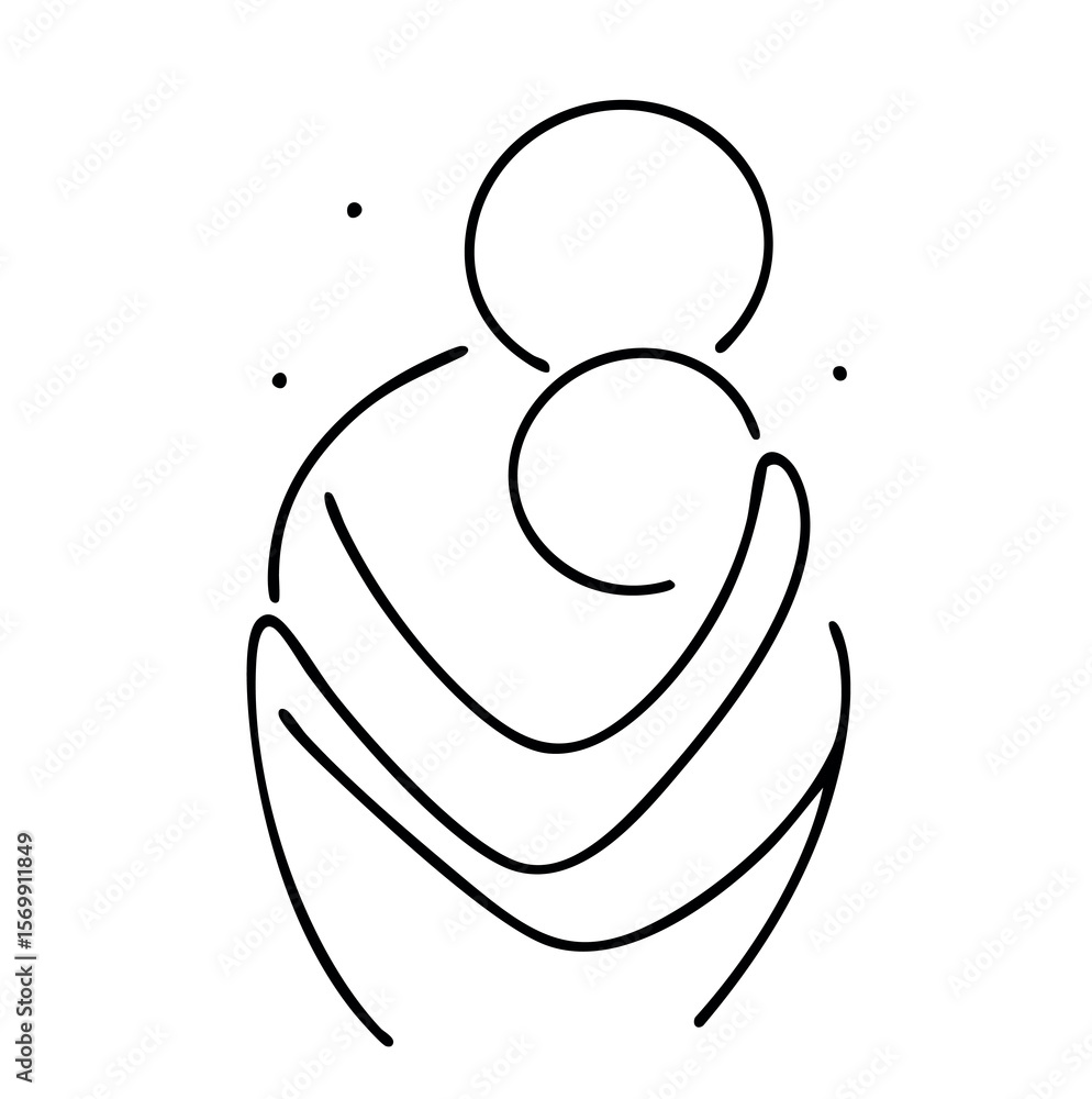 Fototapeta premium continuous line drawing of person hugging each other