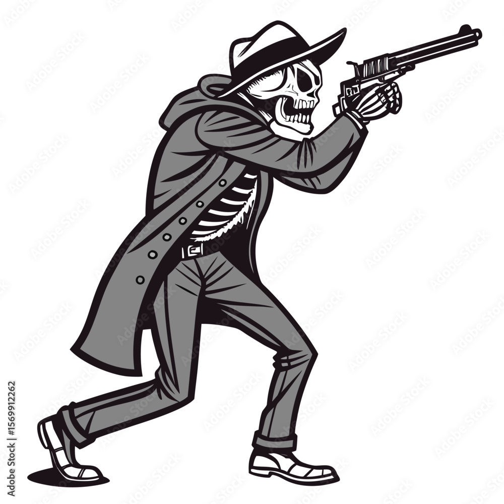 Fototapeta premium skeleton with gun