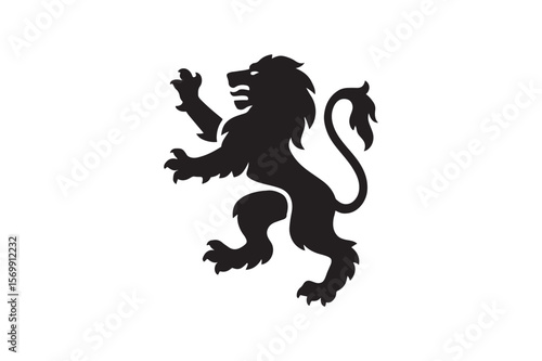 Regal lion silhouette vector art illustration on white background